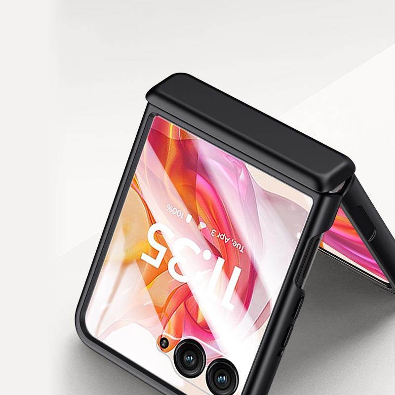 For Motorola Razr 50 Ultra 5G Case Shockproof Hard PC Phone Cover with Rear Small Screen Protector