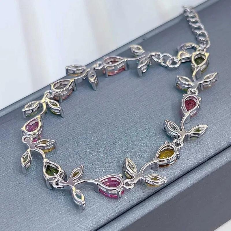 SACE GEMS 925 Sterling Silver 5*7MM Natural Tourmaline Gemstone Bracelrts for Women Engagement Cocktail Party Fine Jewelry