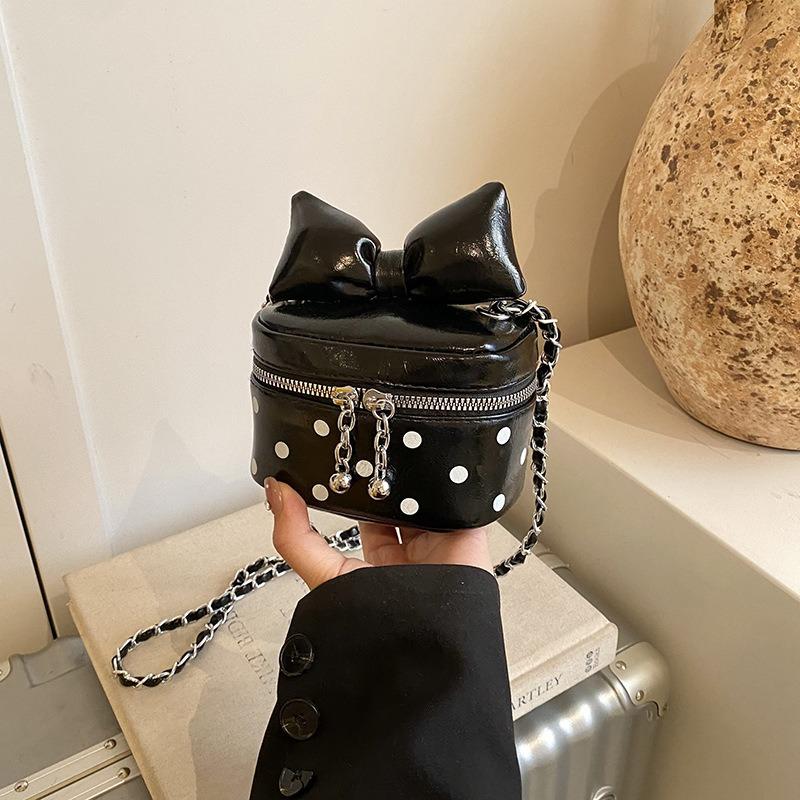 Spring and Summer Mini Small Bag Women's New Polka Dots Try Bow Small Square Bag Crossbody Red Envelope