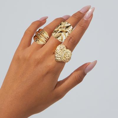 Ring Hand Jewelry Simple Ins Liquid Heart Ring, Pleated Cold Metal Wind Joint Ring