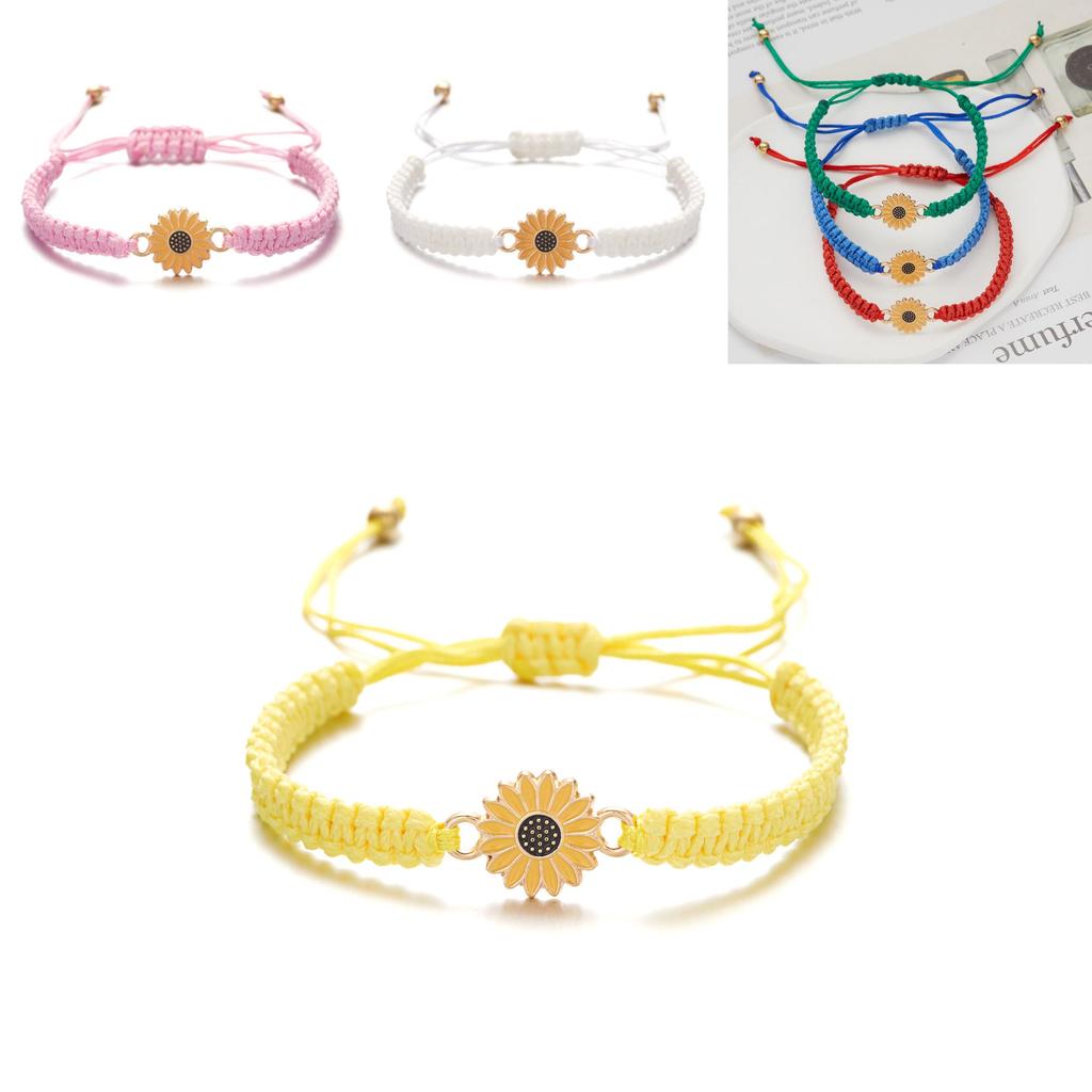 Handmade Sunflower Friendship Bracelet With Floral Design For Women And Couples