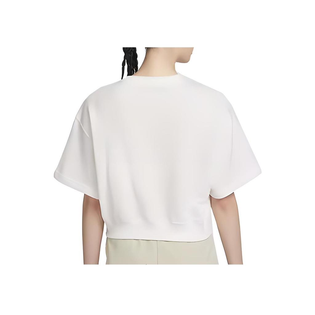 Nike Einfarbig Locker Atmungsaktiv Sportlich Lässig Hohe Taille Rundhals Kurzarm Überschnittene Schultern T-Shirt Damen Tops Segelweiß HF6176133