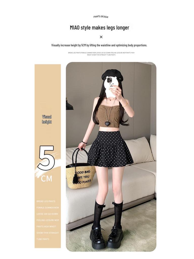 Plus Size Grey Polka Dot A-line Short Skirt for Autumn - High Waist Fluffy Cake Design for Women