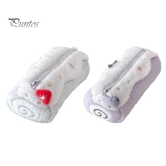 Cute Dessert Shaped Pouch Cake Roll Pencil Case, Plush Makeup Bag, Large Capacity Pen Fluffy Skin-friendly Pouch, Soft Stationery Bag for Girls,