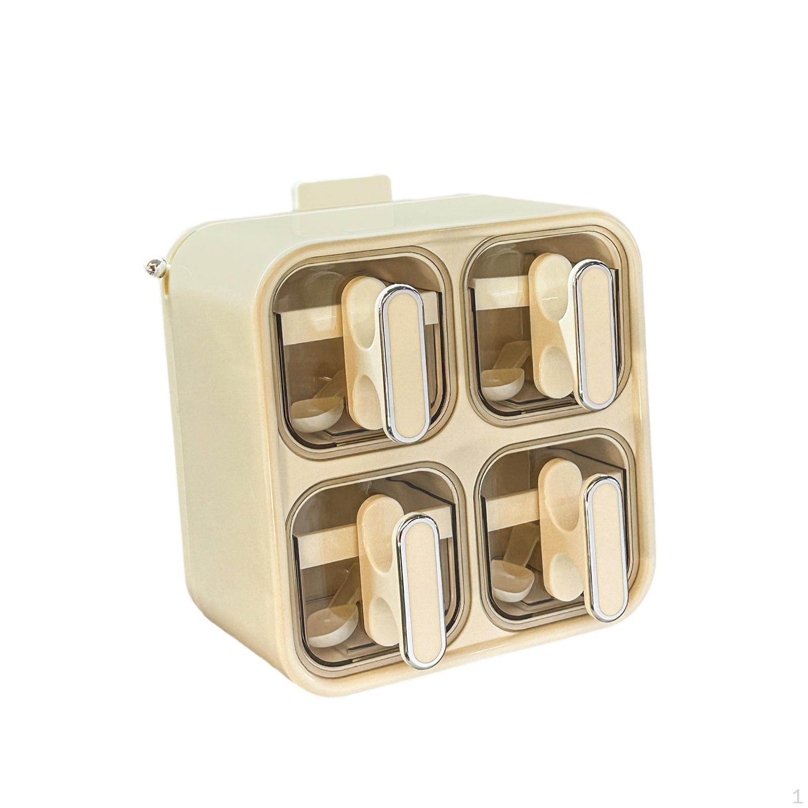 

Wall -assembled Spoon Glasses with Spoons And Handles That Store The Salt Sugar Pepper Spice Tank бежевий