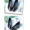 Women Black Leather Block Heel Pumps Comfortable Office Work Shoes