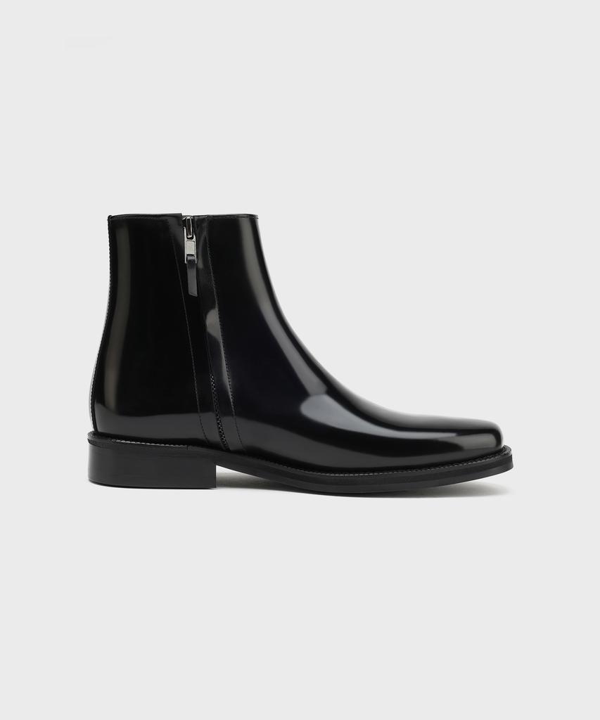 Firenze Atelier [Vibram] Minimal Semi-Square Zip-Up Boots 7430-Z [Box Black]