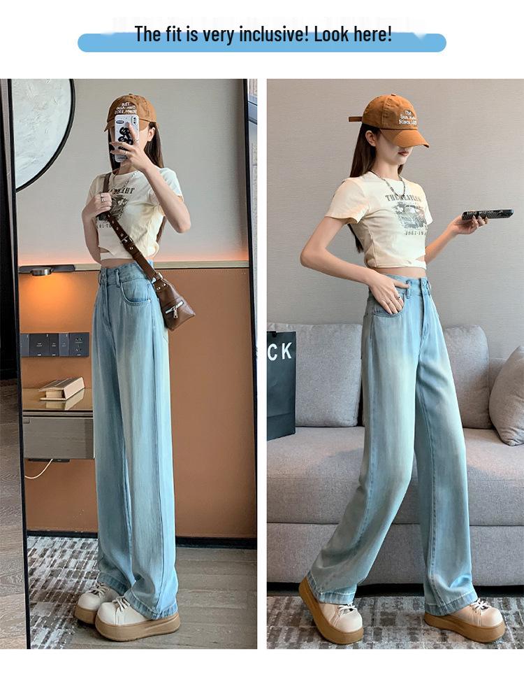 Tencel Soft Denim High Waist Nostalgic Blue Wide Leg Women's Jeans, Summer 2025