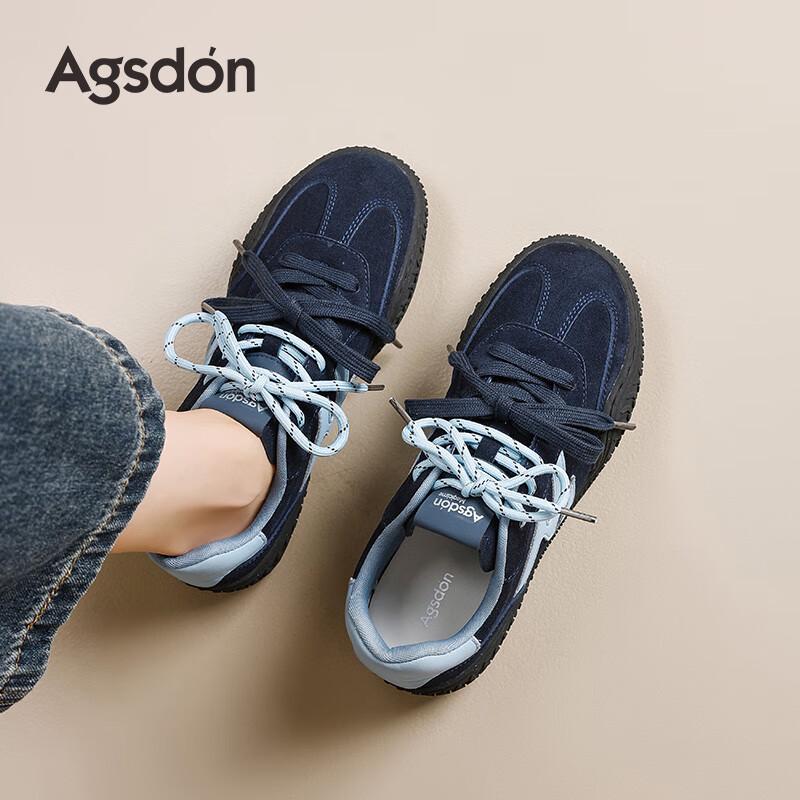 Agsdon Women s Retro Suede Splice German Trainer Shoes 36