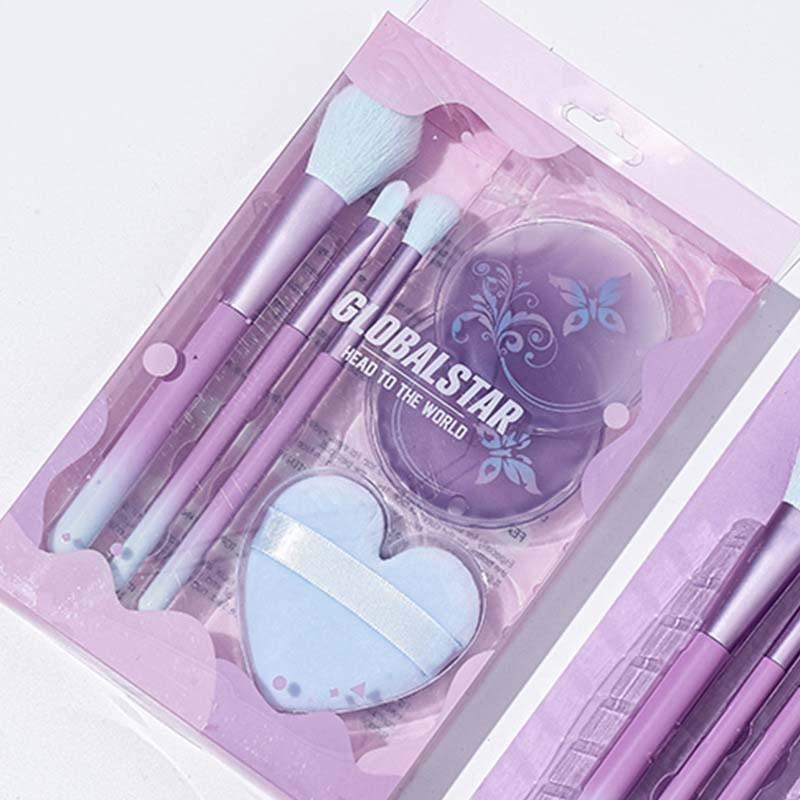 6PCS/SET Purple Makeup Brush Fiber Bristles Makeup Brush Powder Puff Eye Mask Loose Powder Brush