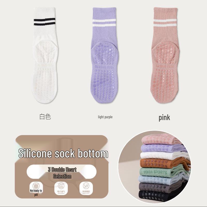 Non-Slip Silicone Yoga & Pilates Socks for Adults - Mid-Calf Length, Ideal for Indoor Sports, Dance, and Fitness Activities