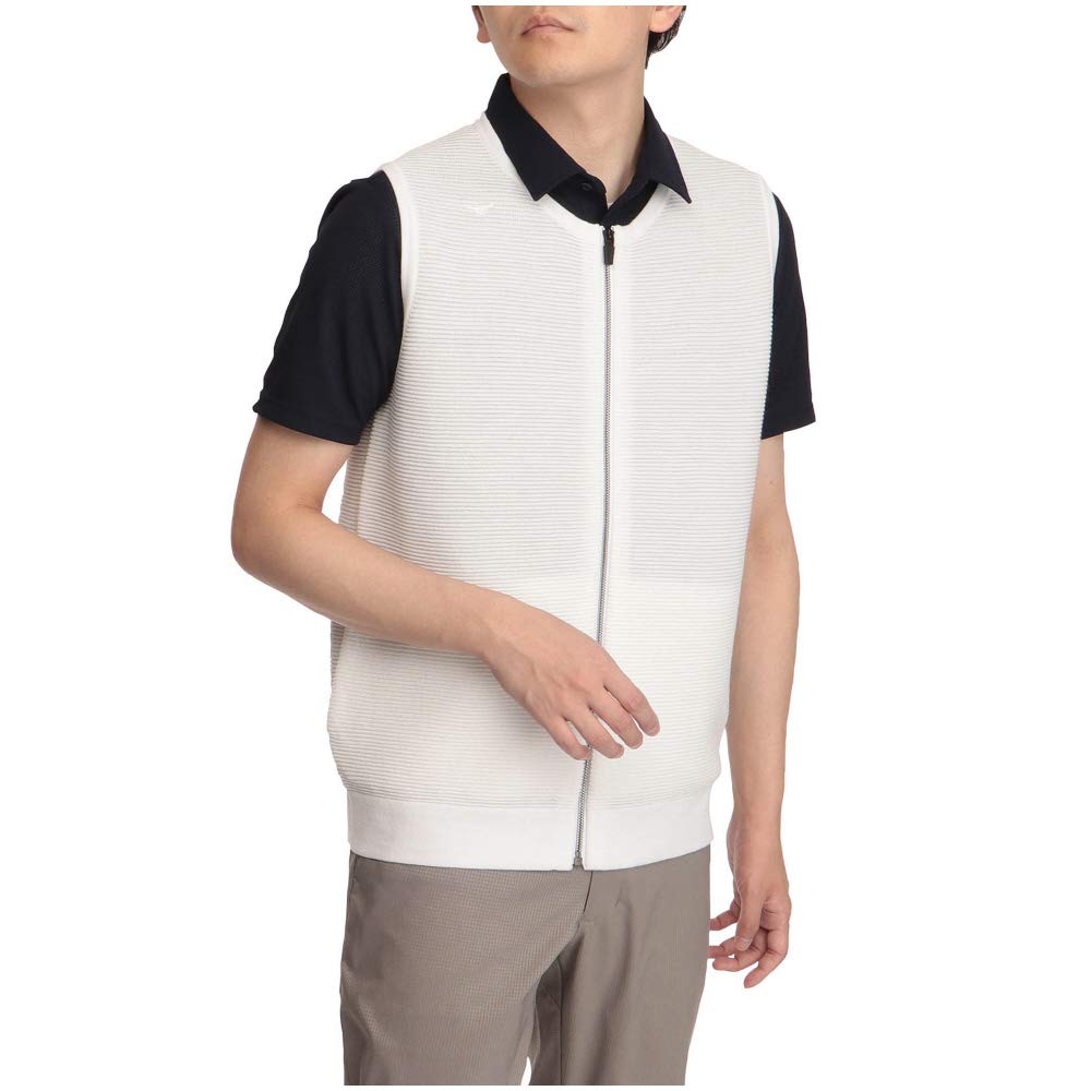 

Mizuno 52MC1002 Cool Neck Knit Golf Size 2XL Men s Full-Zip Vest, Water-Repellent, White, белый
