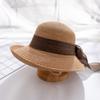 Straw Hat Women'S Summer Sunscreen Visor, Big Brim Sun Hat, Upturned Bow, Cool Hat, Beach Travel Stall