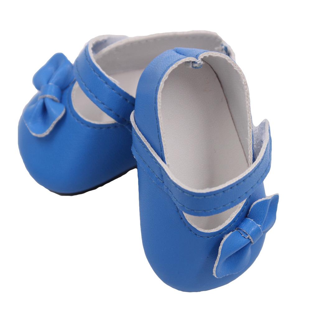 1 paio di scarpe per bambole in PU con fiocco per bambole americane da 18 pollici, accessori per bambole da 18 pollici, giocattoli