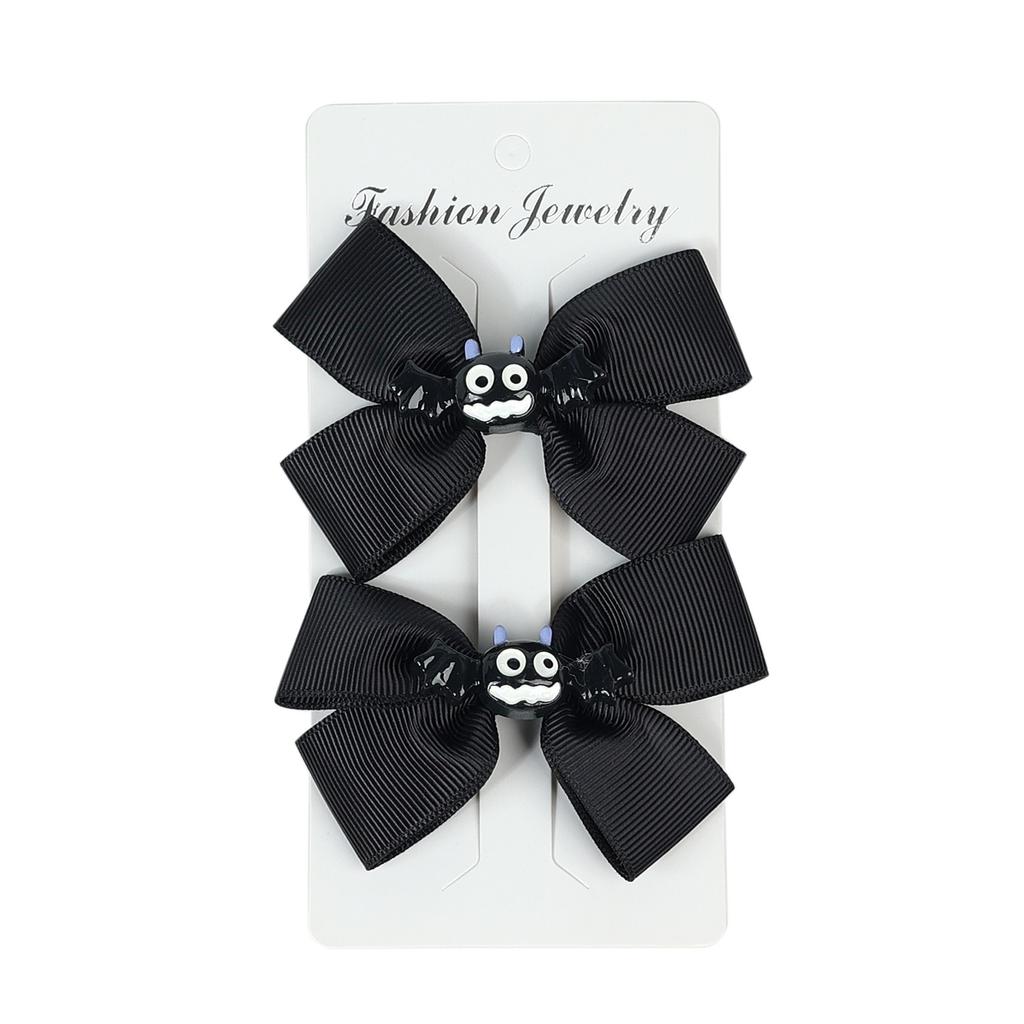 2PCS/Set Children's Hair Clip Girl Halloween Pumpkin Head Witch Hat Ghost Candy Bat Party Bow Duckbill Clip Hair Clip