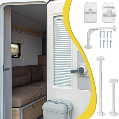 Attrape-arrêt de porte en T pour camping-car Attrape de porte d'entrée Loquet d'entrée en forme de T Avec vis Crochet d'arrêt de porte extérieure et support Polyvalent Camping-car