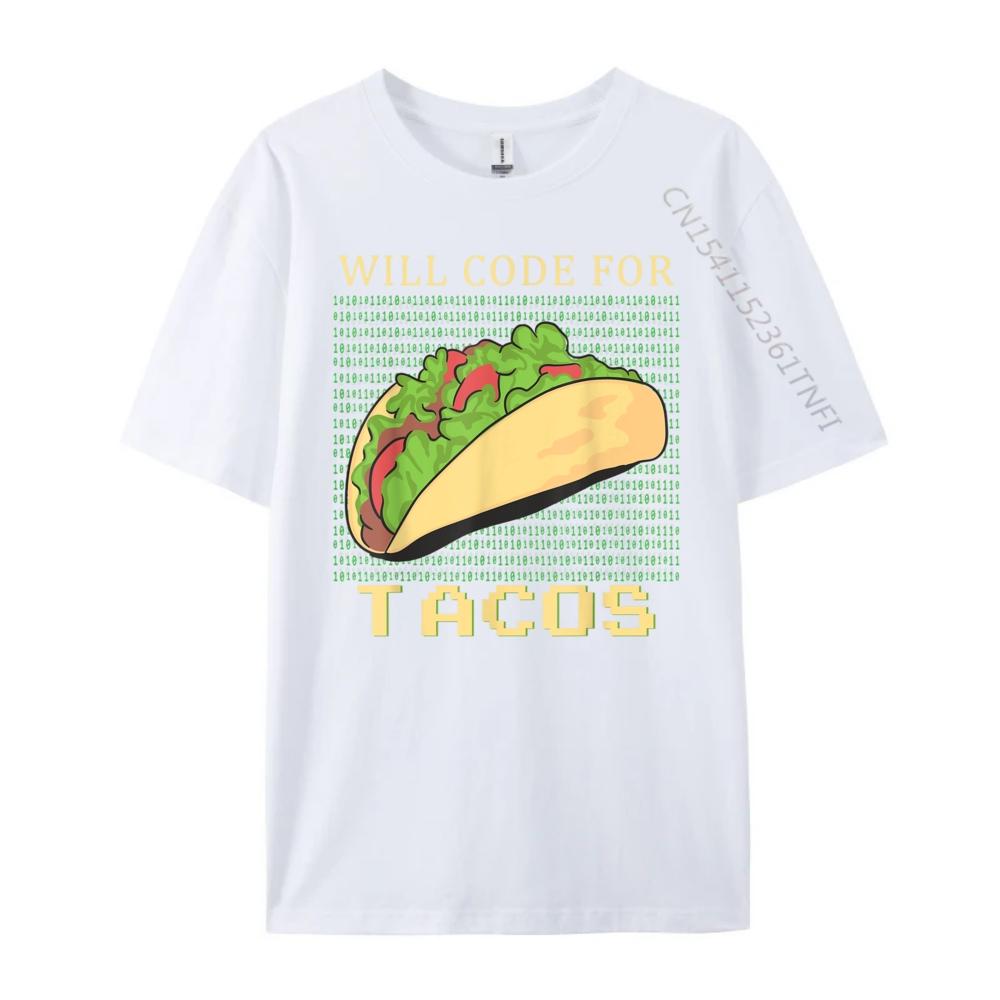 Will Code For Tacos Software Developer Coder Black T Shirt Man Clothes