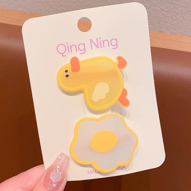 

2Pcs Cute New Cherry Acrylic Cartoon Duck New Headwea Hair Clip Baby Girls Headwear Kids Hair Accessories