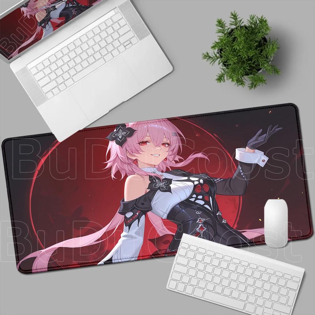 Kawaii Girl Evernight March 7th Mouse Pad Honkai Star Rail Gaming Anime Mousepad Non-slip Desk Mat Large Protector Keyboard Pads