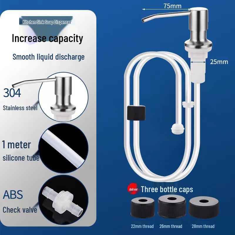 Stainless Steel Kitchen Sink Soap Dispenser with Extension Tube