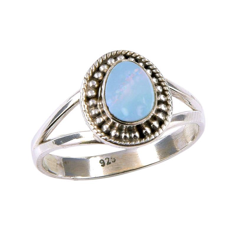 Natural Australian Opal Gemstone 925 Solid Sterling Silver Ring Size 8.5 W5z66