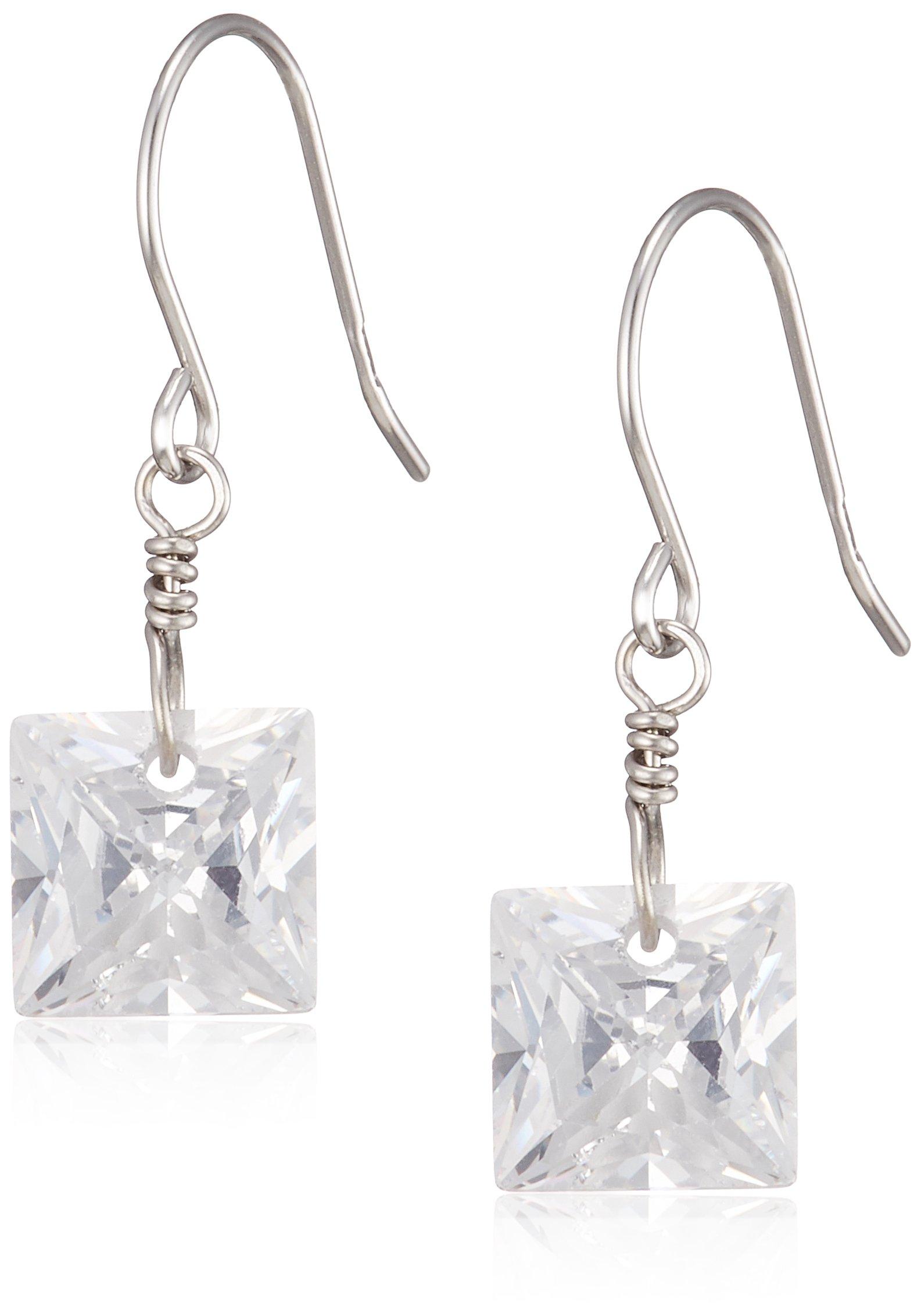 

ESTELLE [Official] Women s Hook Earrings, 10K White Gold with Cubic Zirconia, 0222-6351-0010-0000