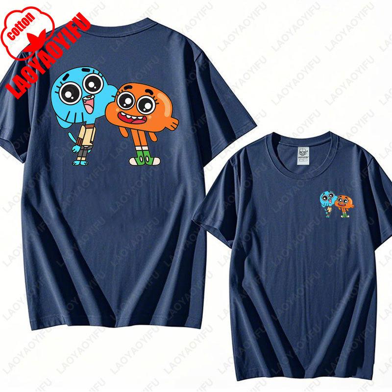 Animace Kreslený Gumball a Darwin Potisk Tričko Úžasný Svět Gumballa Tričko Nové Léto 2025 Kawaii Muž Žena Bavlněná Trička