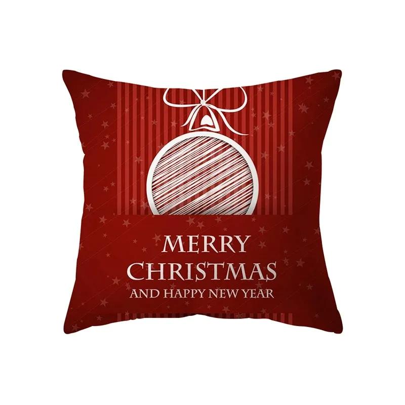 Christmas Theme Decorative Printed Pattern Cushion Cover Home Decor Living Room Sofa Pillow Bedroom Bedside Pillow