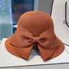 Womens Large Brim Straw Hat With Butterfly Tie And Breathable Material For Summer Travel