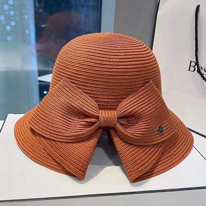 Womens Large Brim Straw Hat With Butterfly Tie And Breathable Material For Summer Travel
