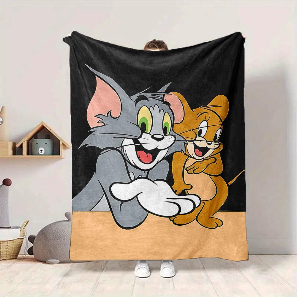 1pc Tom Jerry Flannel Throw Blanket Lightweight Soft Warm All Season Blanket for Sofa, Bed, Travel,L1028131