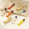 Doreen Box 1 Stück Messing Fisch Anhänger 18 Karat Vergoldet Emaille Fisch Tier Ozean Schmuck Charms für Halskette Zubehör 5,6 cm x 1,5 cm