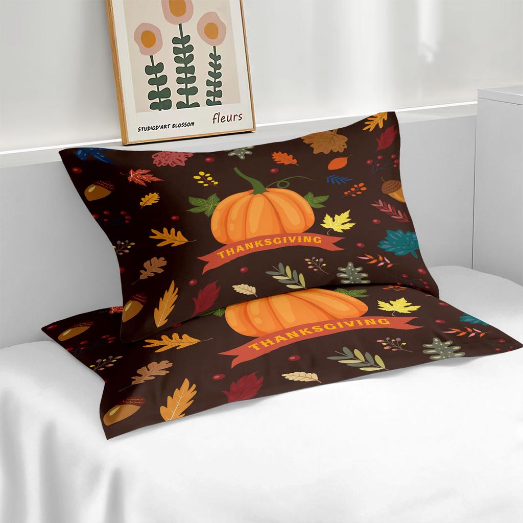 3 Stück Herbsternte Kürbisdruck Daunenbettbezüge ohne Füllung Mehrere Größen Komfortable Schlafzimmer Studentenwohnheime, Maschinenwaschbar