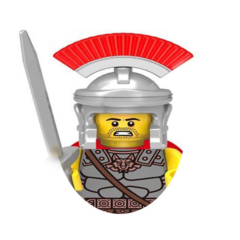 Medieval Military War Soldier Doll Building Block Spartan Soldier Crusader Roman Knight Weapon Sword Helmet Children's Toy Gifts