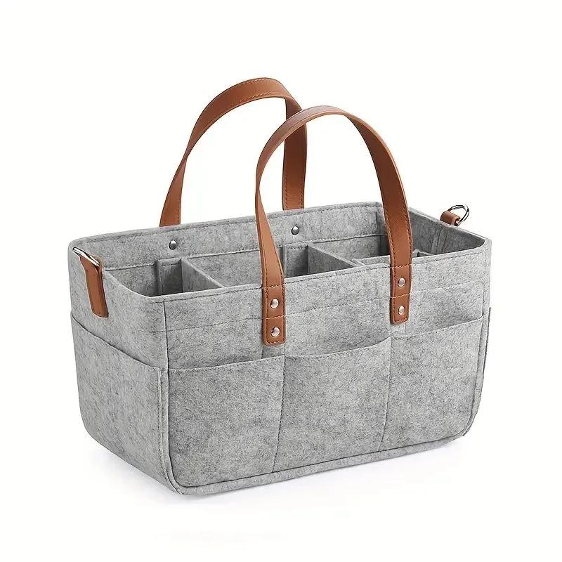 Felt Diaper Bag Storage Bag Portable Trolley Handbag Hangable Storage Bag Storage Basket Mommy Bag 1pcs