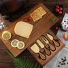Square Acacia Wood Cheese Board & 4-Piece Stainless Steel Cheese Knife Set