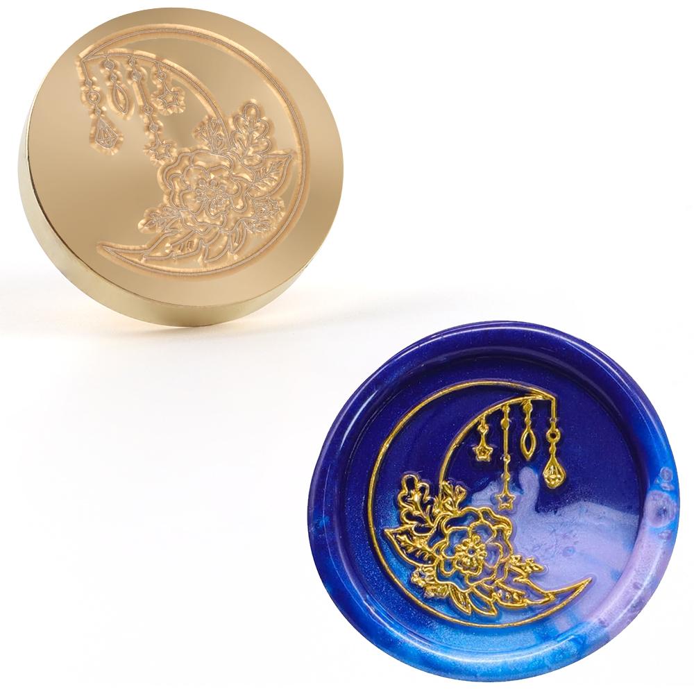 Moon Series Wax Seal Stamp, Pentagram Sealing Wax Solid Brass Stamp Heads Removable, For Decorating Notebook Invitations