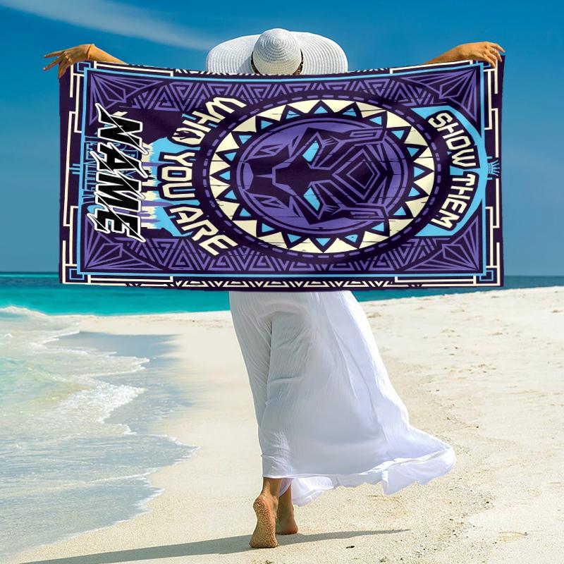 Personalized "Green Forest Guardian" Beach Towel Microfiber Beach Towel Thin Absorbent for Beach Swimming Yoga Bath Sports. 0910380