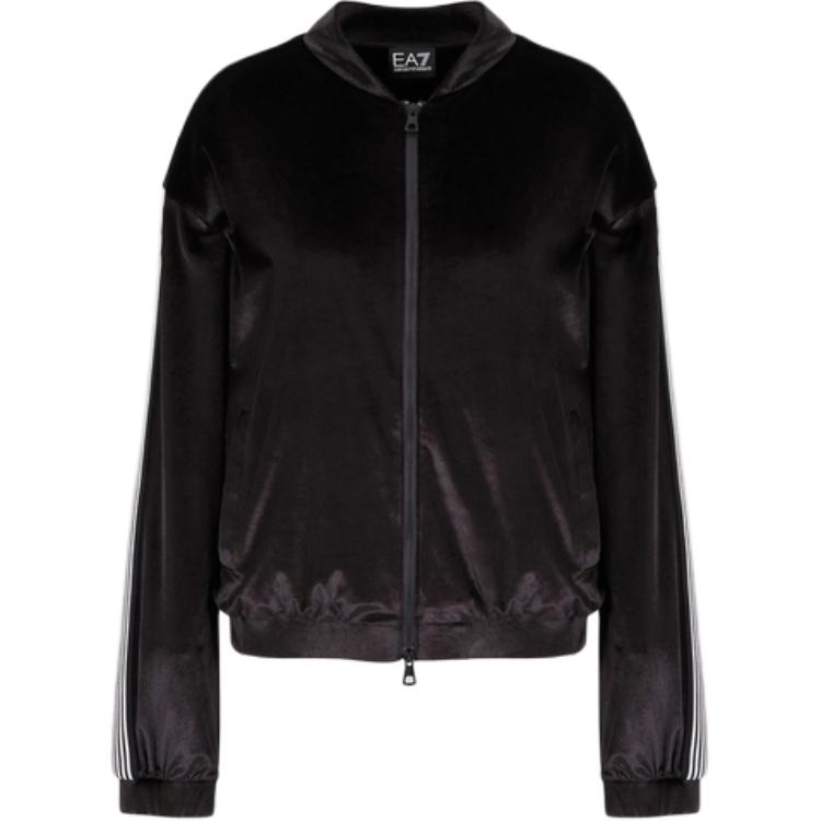 Emporio Armani EA7 FW24 Velvet Baseball Collar Short Sweatshirt Women tops Black 6DTM27-TJZDZ-1200 XL 19090₽