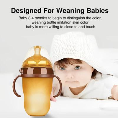 150ML/250ML Tragbare Babyflasche Silikon-Fütterungsflasche mit Griff Baby-Sturzsichere Flaschen Neugeborenenflasche BPA-frei