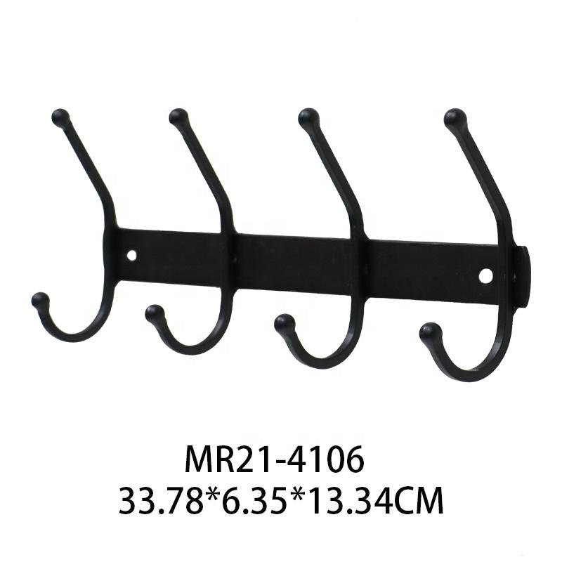 Black Iron Metal Wall Mounted Coat Rack with Key Holder Zebra Pattern 7 Hooks Eco-Friendly Multifunction Design for Clothing