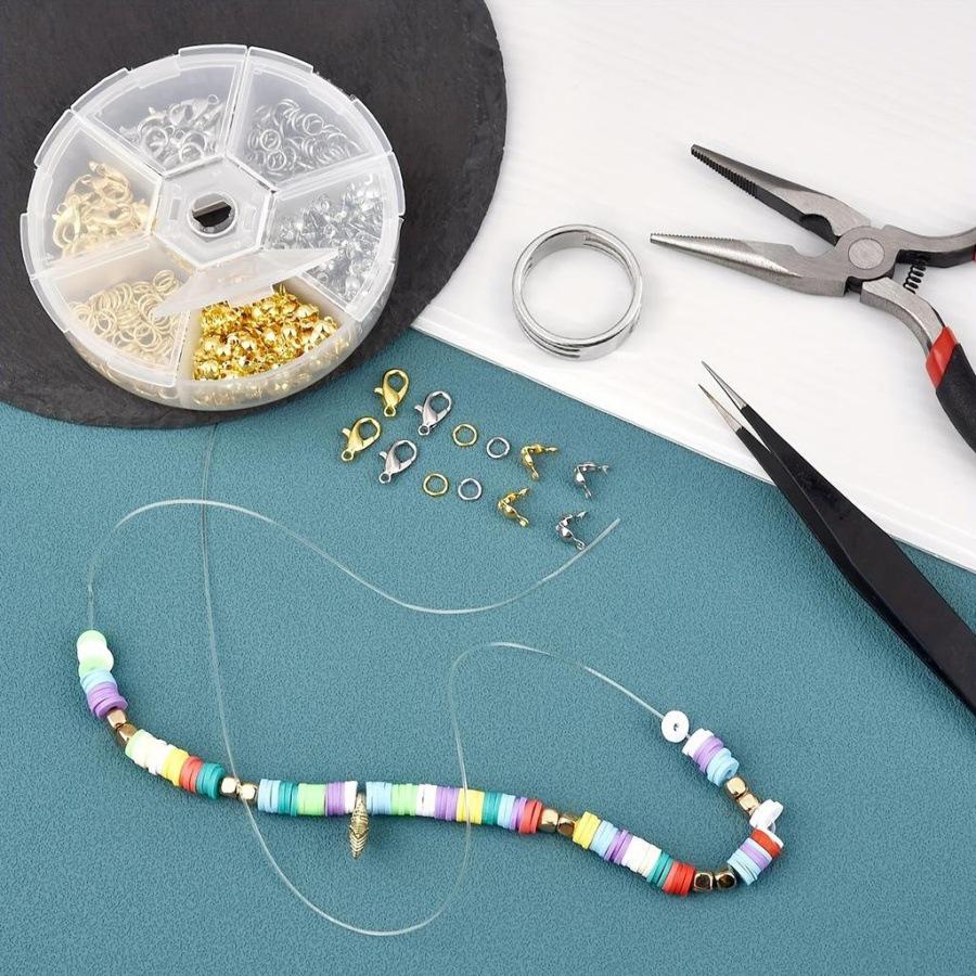 DIY Jewelry Kit: Cross-Border Beading Set with 6 Grid Box, Lobster Clasps, Jump Rings, and Small Pendants.