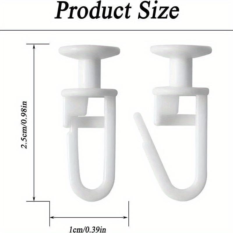 20pcs Easy-Install White Plastic Curtain Hooks - Glider Shape for Pencil Pleats, Contemporary Style Window Curtain Runners