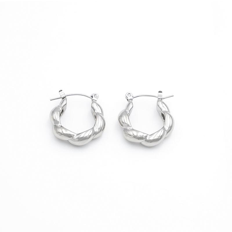 Accessories Niche Premium Sense Geometric Ear Buckles Earrings Personality Versatile Titanium Steel Twist Kink Earrings