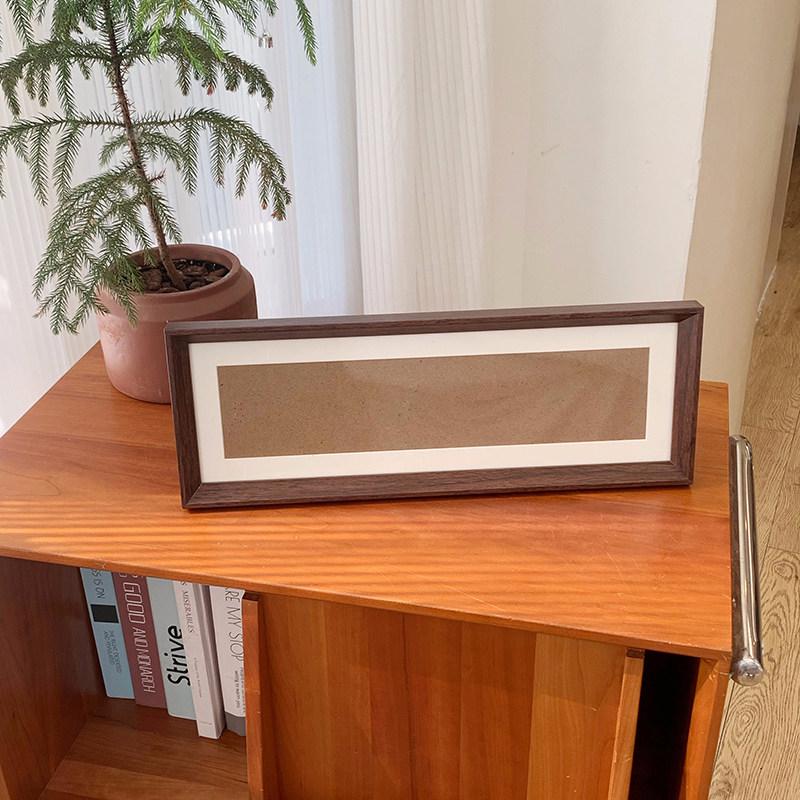 Family Harmony & Prosperity Chinese Calligraphy Photo Frame – Festive Horizontal Tabletop Decoration 【Inner diameter 13*40cm】