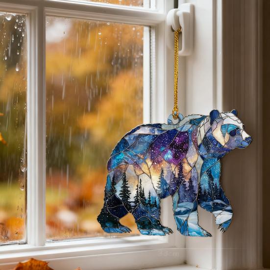 1/2/3/4/5 ks Vánoční akrylová závěsná dekorace ledního medvěda na auto, zrcátko zpětného pohledu, vánoční stromek, 2D plochá vitrážová závěsná ozdoba s medvědem