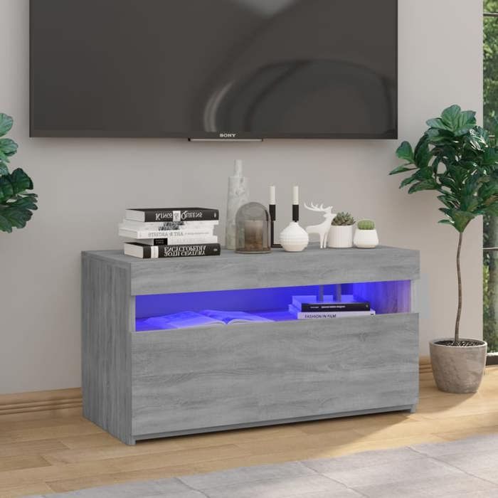VidaXL TV Stand with LED Lights Low Cabinet Entertainment Center Media Cabinet Living Room Interior 815125