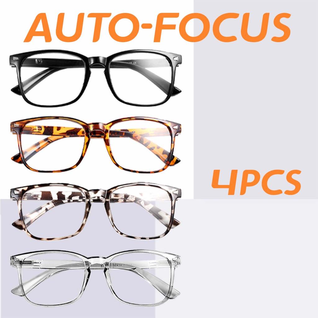 4pcs Auto-Focus Reading Glasses - Lightweight PC Frame Unisex Design | Ideal for Computer Use & Perfect Gift Choice