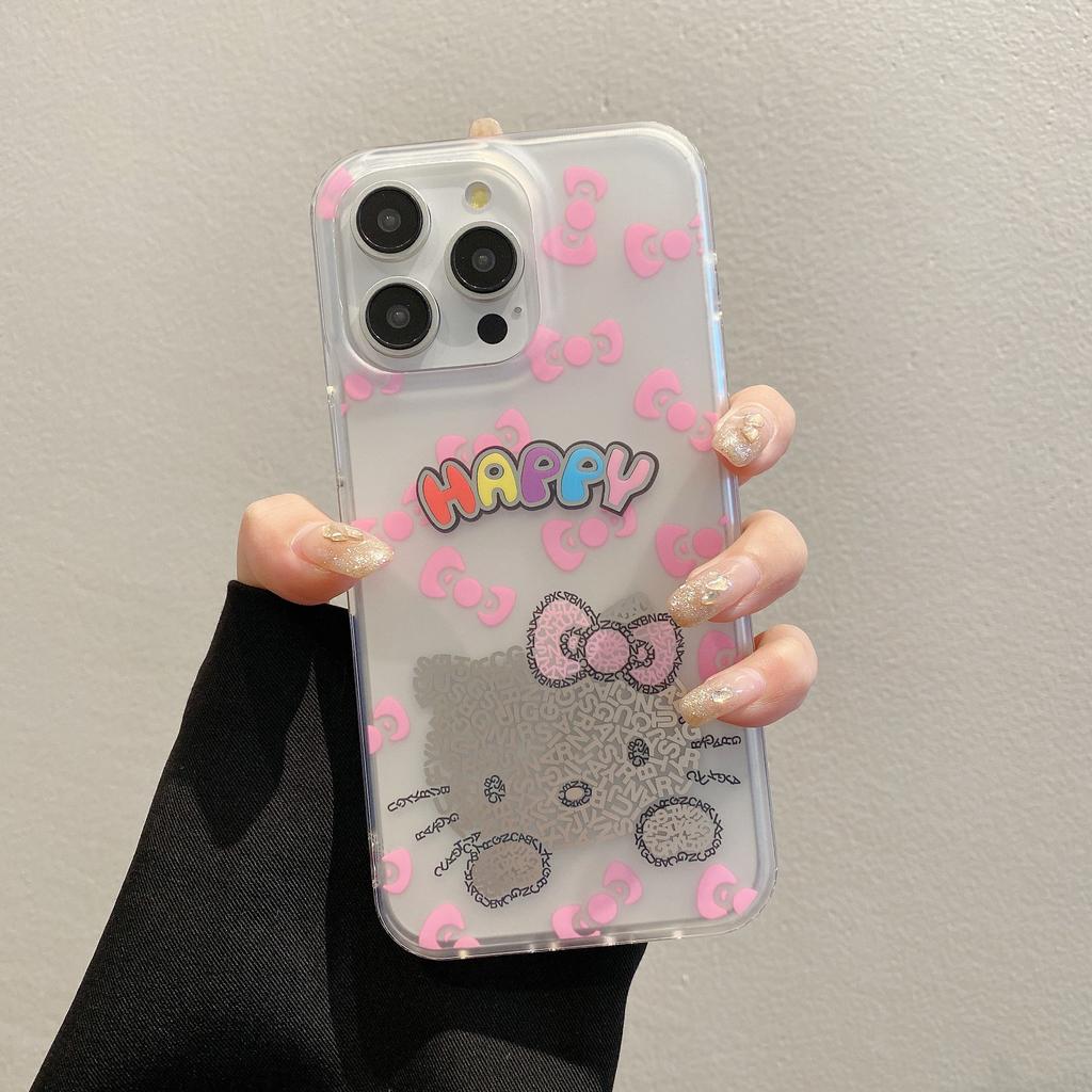 Applicable iPhone15promax cartoon cute cat mobile phone case Apple 14 transparent matte IMD13 protective case