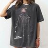 Schwarzes Oversized-Baumwoll-T-Shirt mit Retro-Porträt von The Weeknd und „Dawn FM“-Logo für treue Fans des R&B-Stars